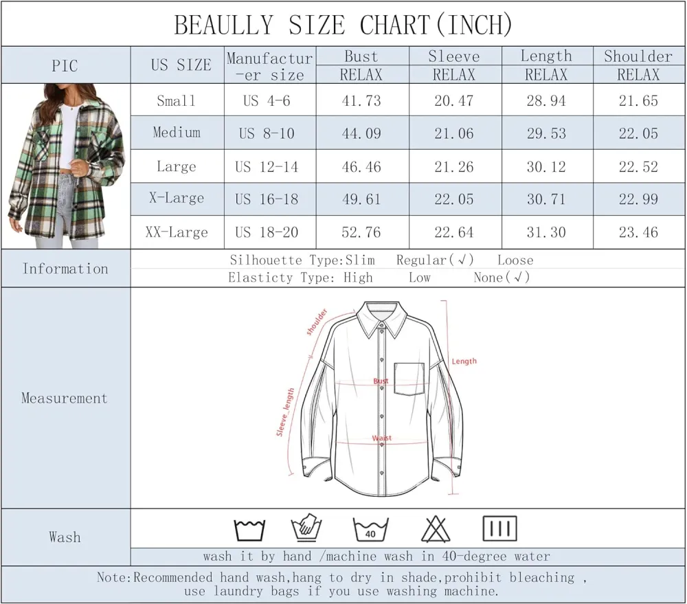 Women's Flannel Plaid Shacket Long Sleeve Button Down Chest Pocketed Shirts Jacket Coats