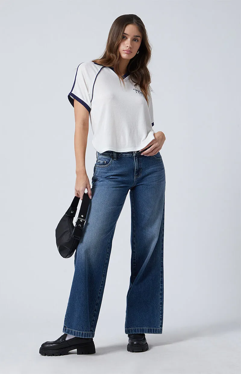 PacSun Casey Seam Low Rise Baggy Jeans Dark Indigo