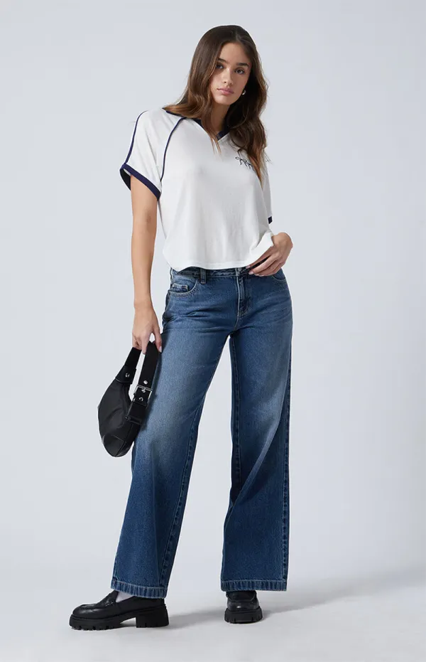 PacSun Casey Seam Low Rise Baggy Jeans Dark Indigo