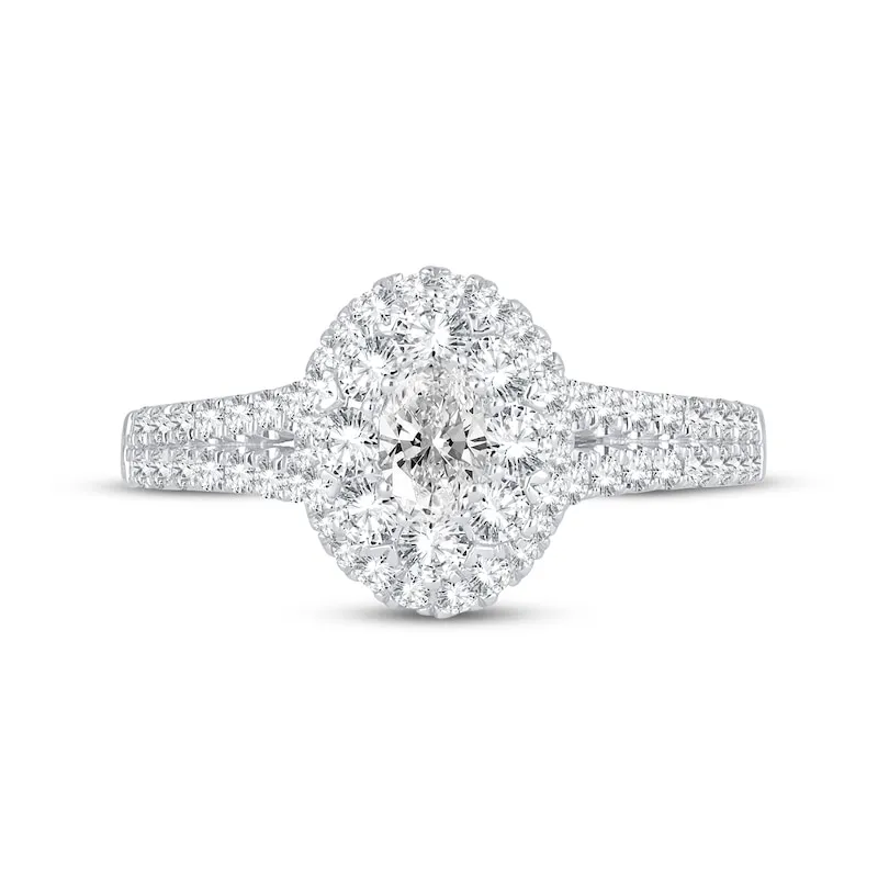 Diamond Engagement Ring 1 ct tw Oval & Round-cut 14K White Gold