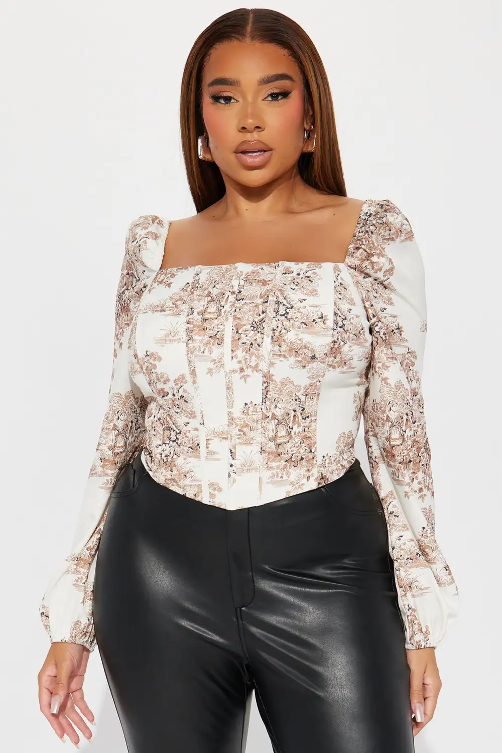 Something Special Long Sleeve Corset Top - Ivory/combo