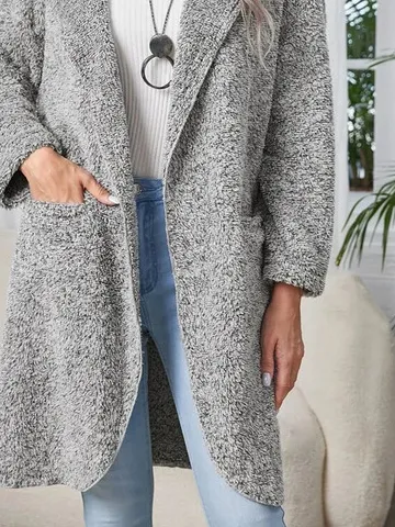 Hoodie Plain Fluff/Granular Fleece Fabric Teddy Jacket