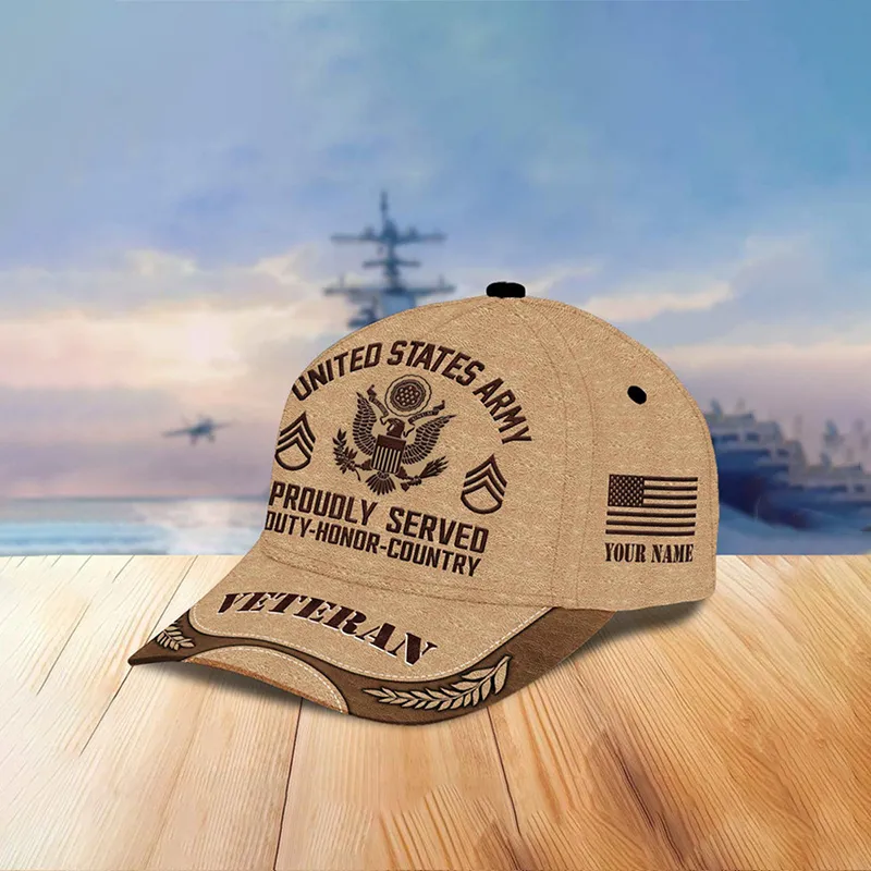 Unisex Casual Independence Day Us Army Print Cap