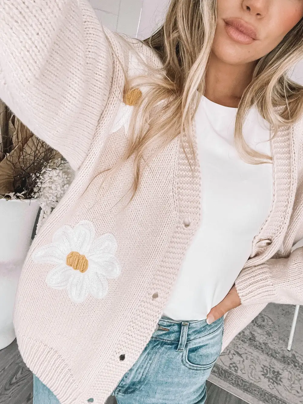Lyrise Cardigan - Beige Floral