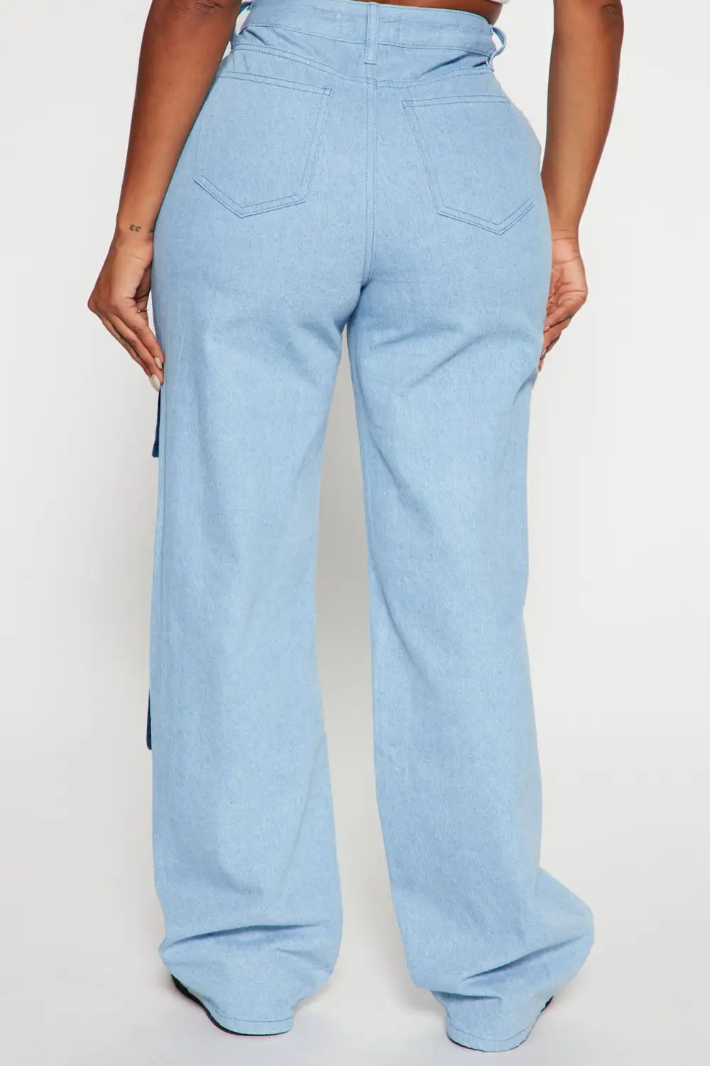 Name Of The Game 90's Cargo Jeans - Blue Wash