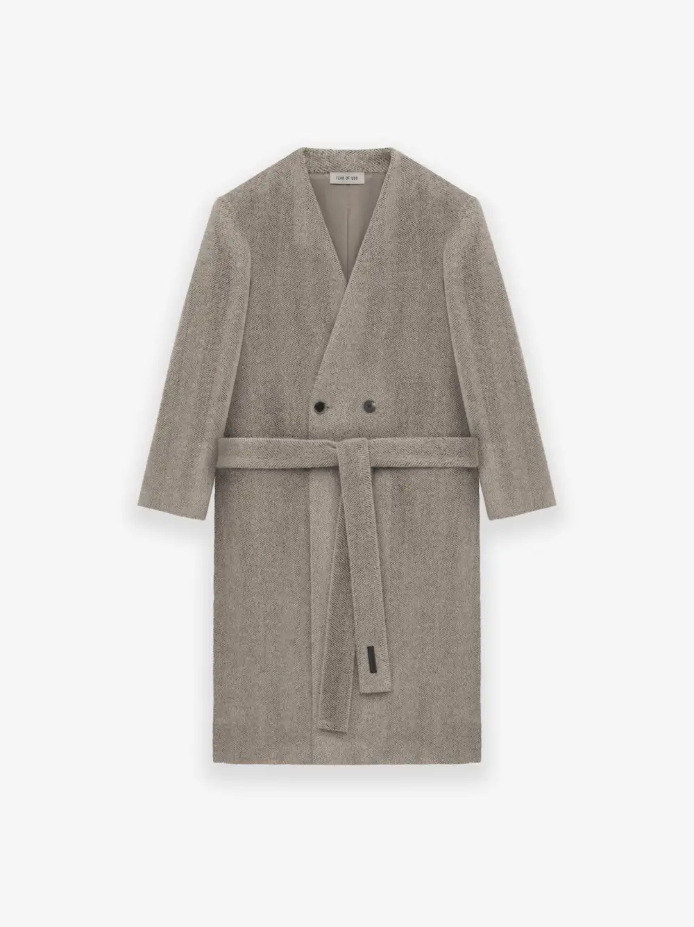 Alpaca Herringbone Lapelless Coat