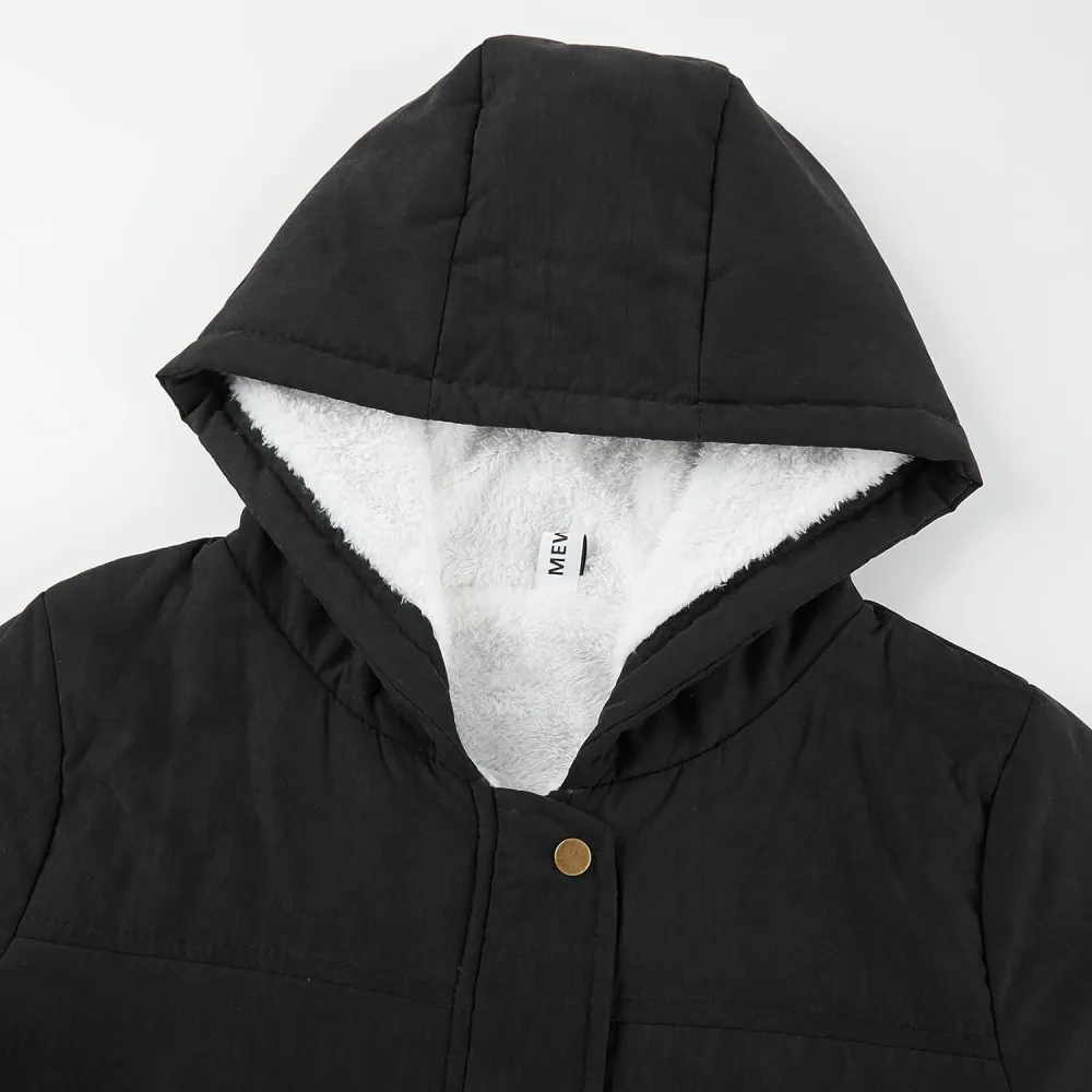 Women's Winter Mid Length Thick Warm Faux Lamb Wool Lined Jacket Coat