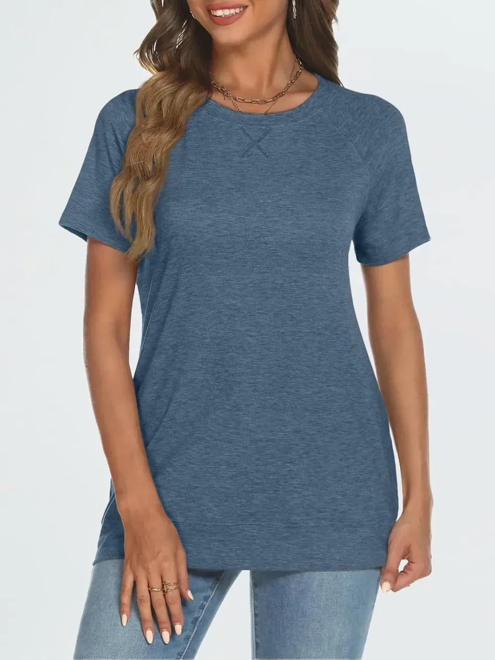 AUTOMET T Shirts Short Sleeve Crewneck Tees for Women Trendy Lightweight Soft Casual Summer Tops Clothes 2024