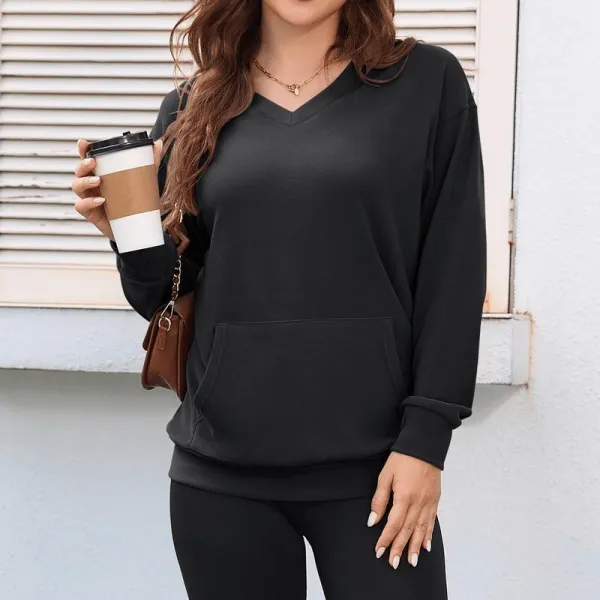 💥Women's Hatless V-Neck Hoodie with Pockets