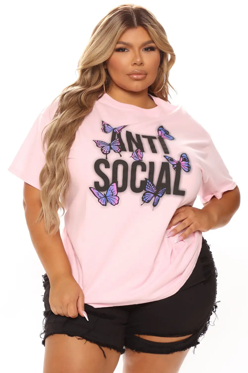 Remaining Anti Social Butterfly Top - Pink