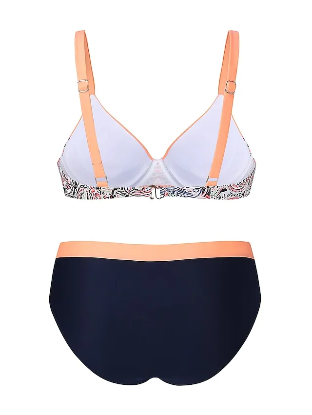 Women's Swimwear Bikini 2 Piece Normal Swimsuit Push Up Sexy Geometric Multicolor Yellow Pink Blue Orange V Wire Bathing Suits Sexy Cute Sexy