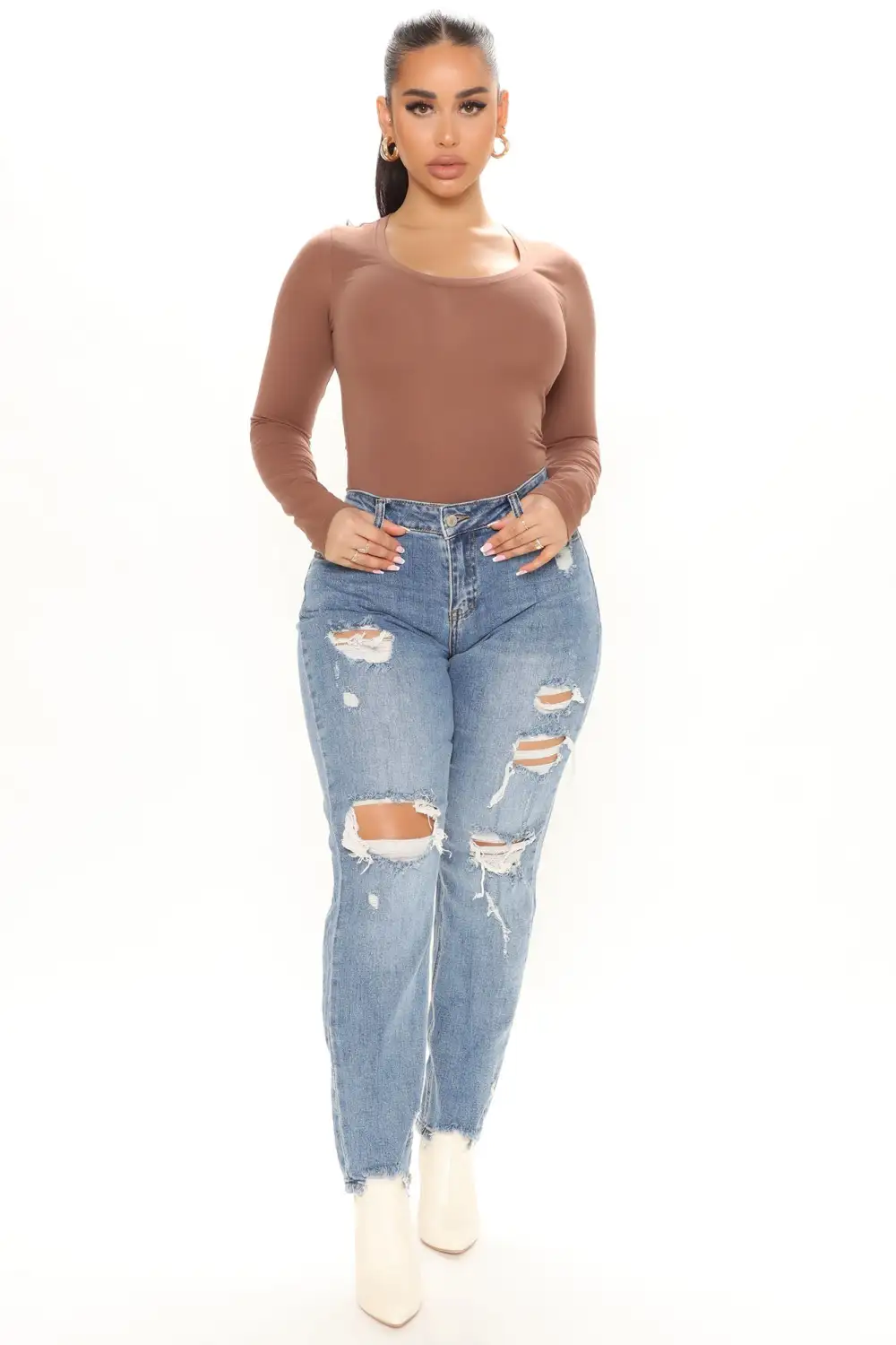 Briana Long Sleeve Top - Chocolate