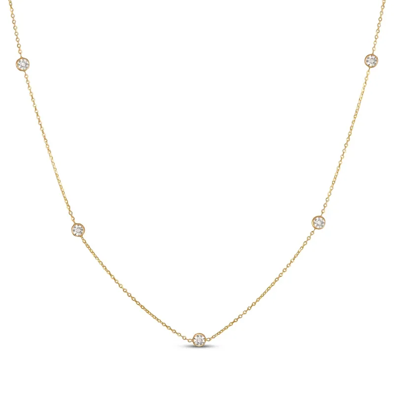 Diamond-Cut Disc Station Necklace 10K Yellow Gold 20