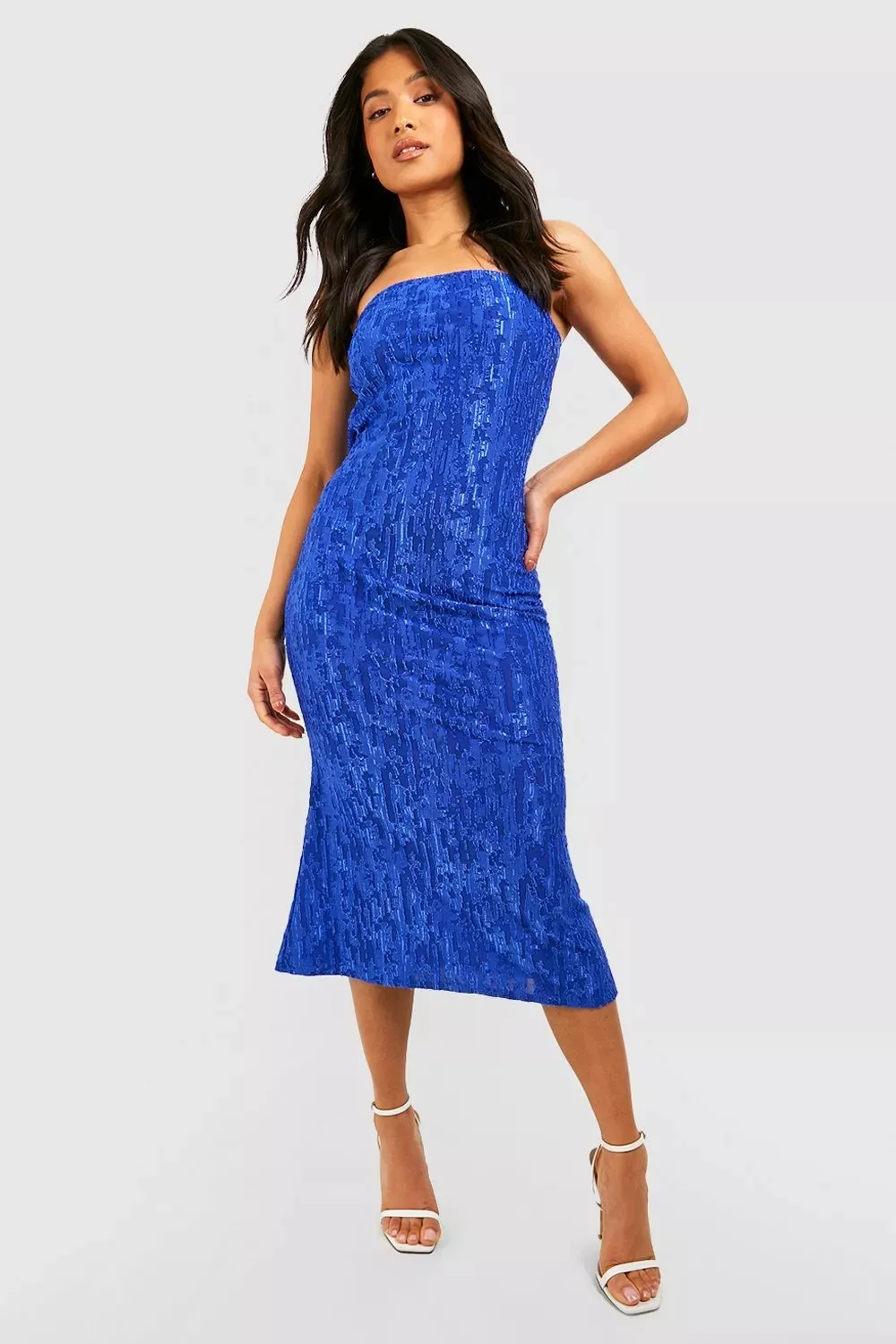 Spring/Summer PETITE TEXTURED SLINKY DRAPE BACK MIDAXI DRESS