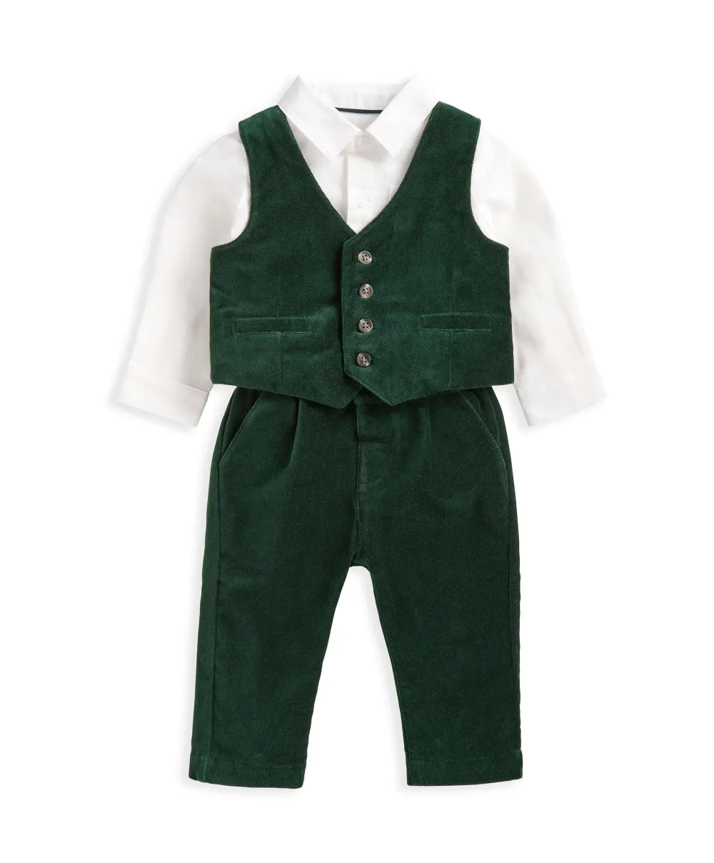 Velour Suit Set (3 Piece) - Emerald Green