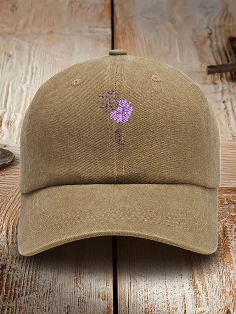 Sunflower Print Alzheimer'S Awareness Baseball Cap