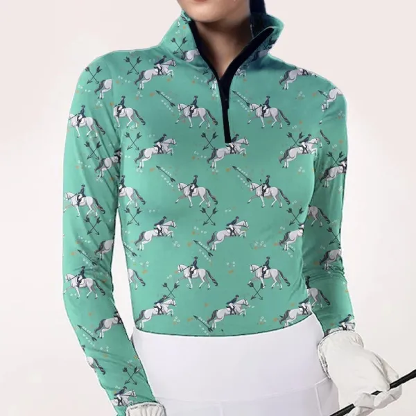 Women's Equestrian Style Horse Riding Long Sleeve Casual Shirt