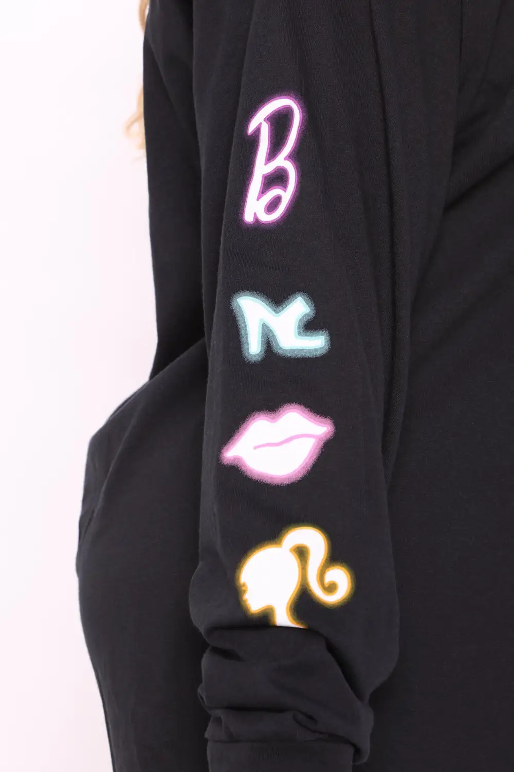 Let's Go Party Barbie Long Sleeve Top - Black