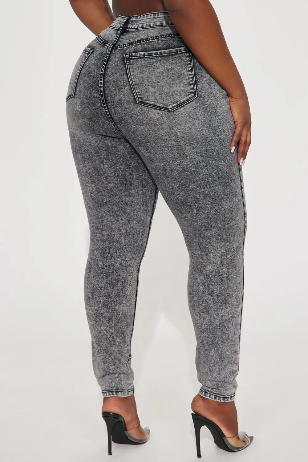 Don't Rush Tinted Stretch Skinny Jeans - Acid Wash Black