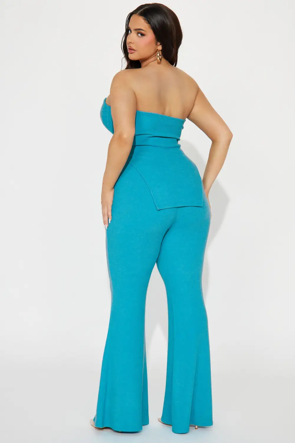 Call My Name Ribbed Pant Set - Turquoise