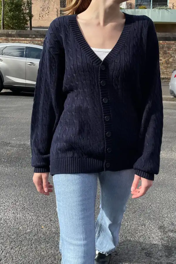 Amber Cotton Cable Knit Cardigan