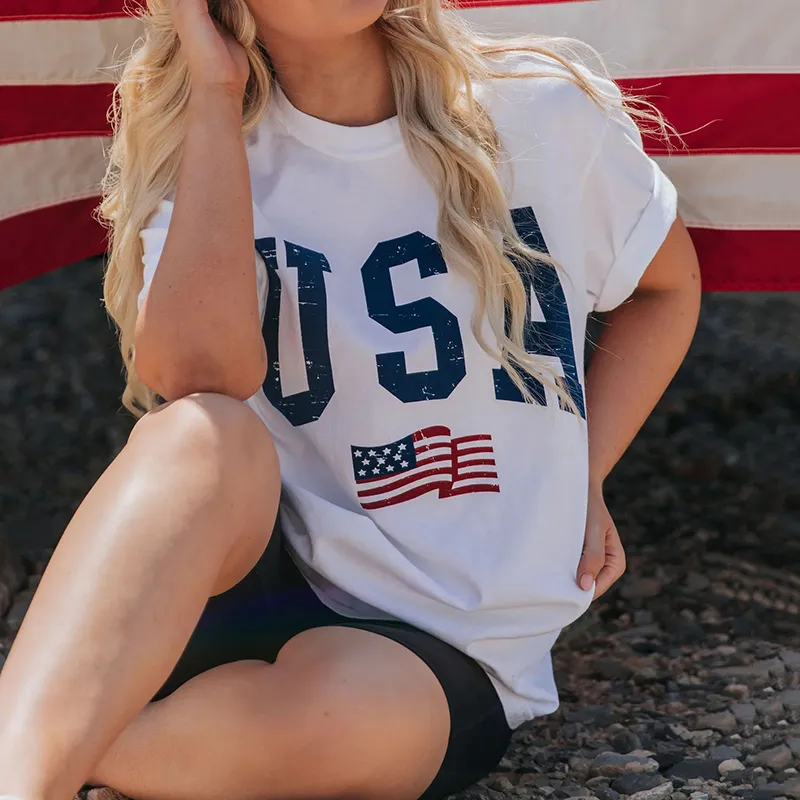 Women's Vintage Flag Independence Day T-shirt