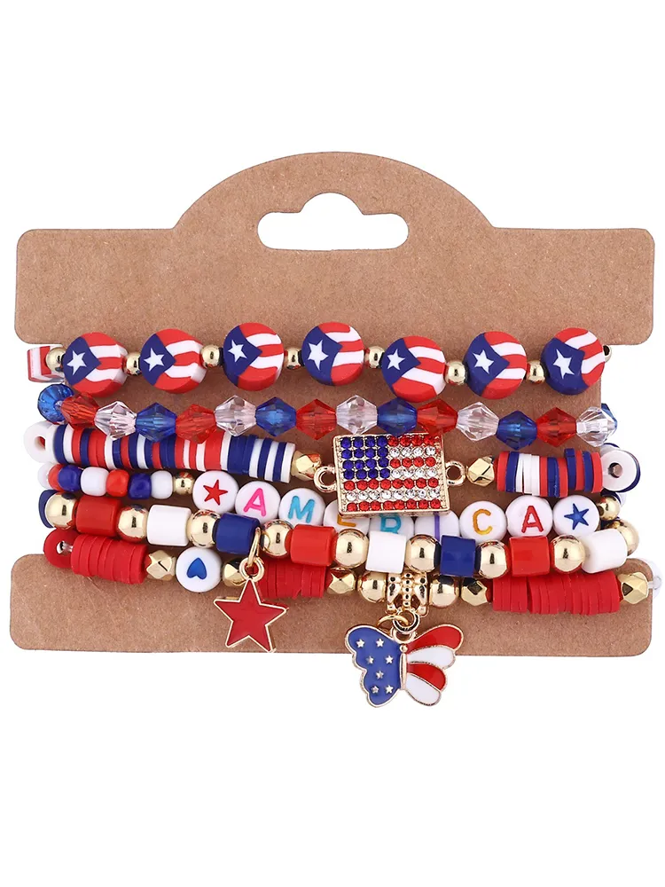 American Independence Day Flag Multi-layer Stretch Bracelet