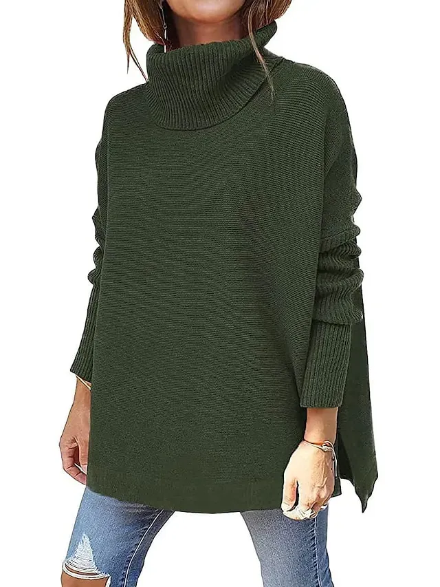 Women's Sweater Pullover Jumper Criss Cross Knitted Solid Color Stylish Casual Long Sleeve Regular Fit Sweater Cardigans V Neck Fall Winter Blue Purple Pink / Holiday / Going out