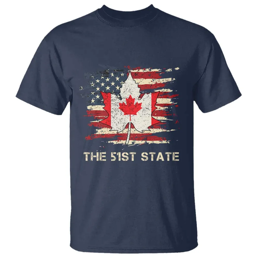 Canada The 51st State T Shirt Canadian Maple American Flag TS09