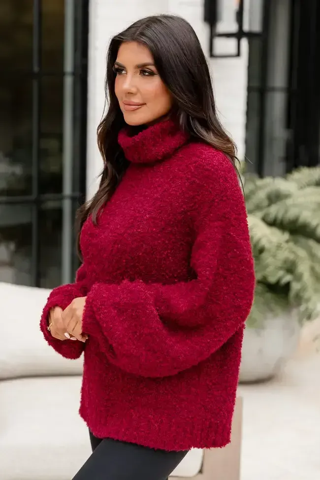 Haven't You Heard Burgundy Turtleneck Sweater DOORBUSTER