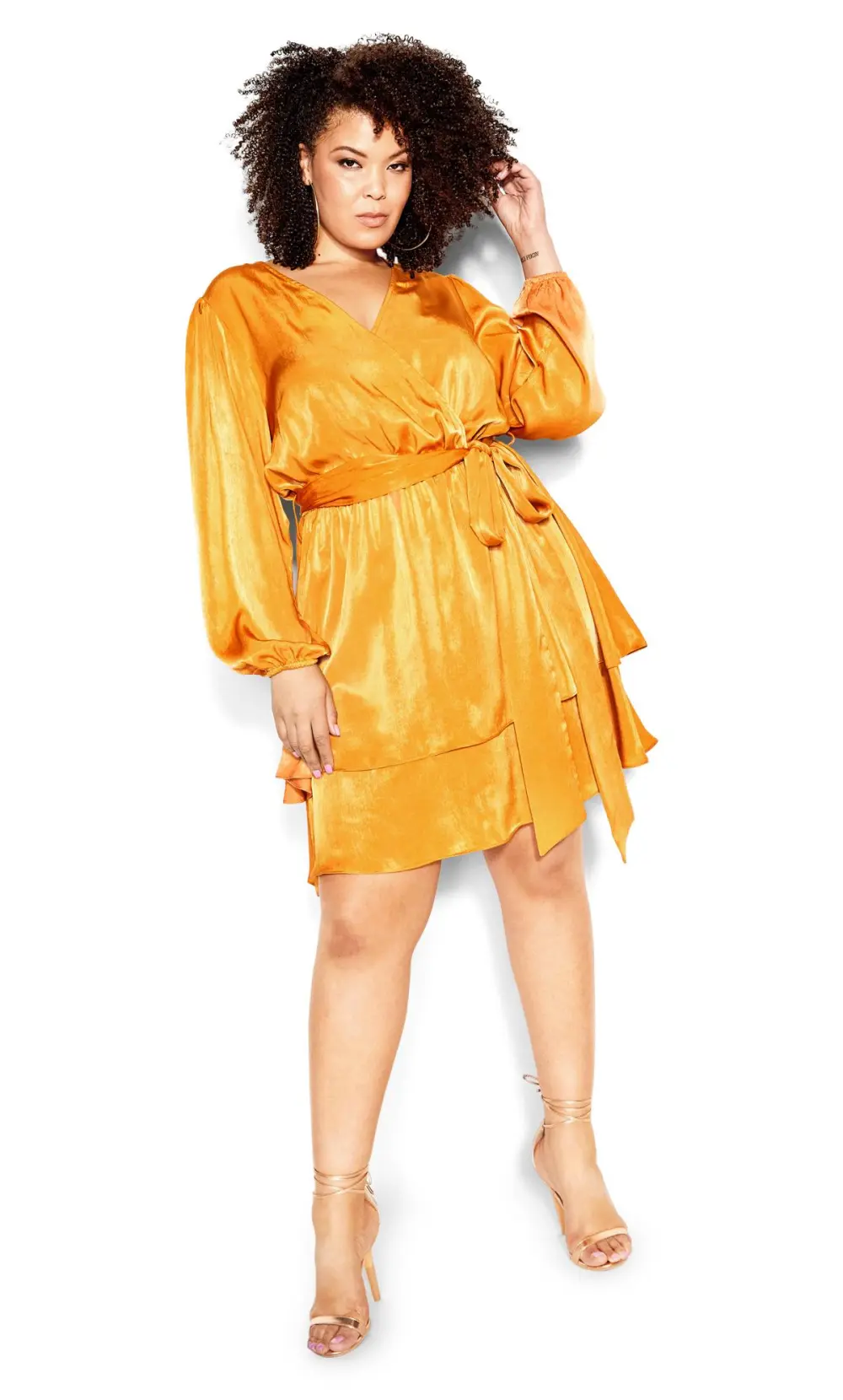Evans Gold Frill Wrap Mini Dress