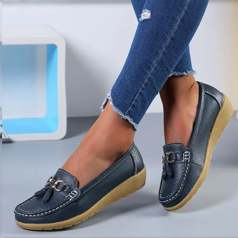 Women Flats Ballet Leather Breathable  Casual  Shoes