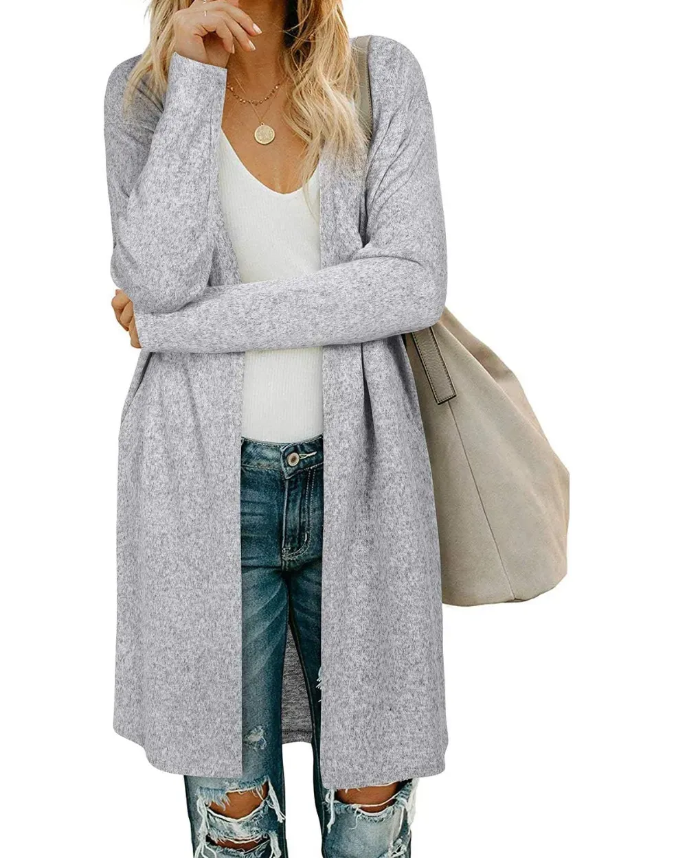 Women's Long Sleeve Lightweight Cardigan with Pockets Jacket