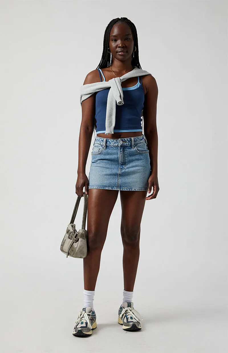 PacSun Bella Medium Indigo Denim Mini Skirt