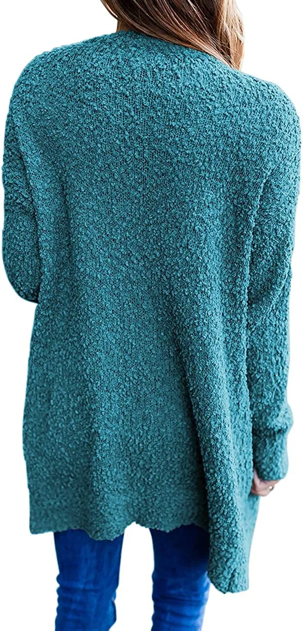 Women's Long Sleeve Soft Chunky Knit Sweater Open Front Cardigans Outwear Coat