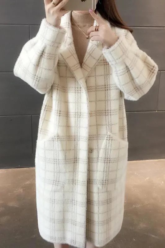 Oversized Faux Mink long lapel coat