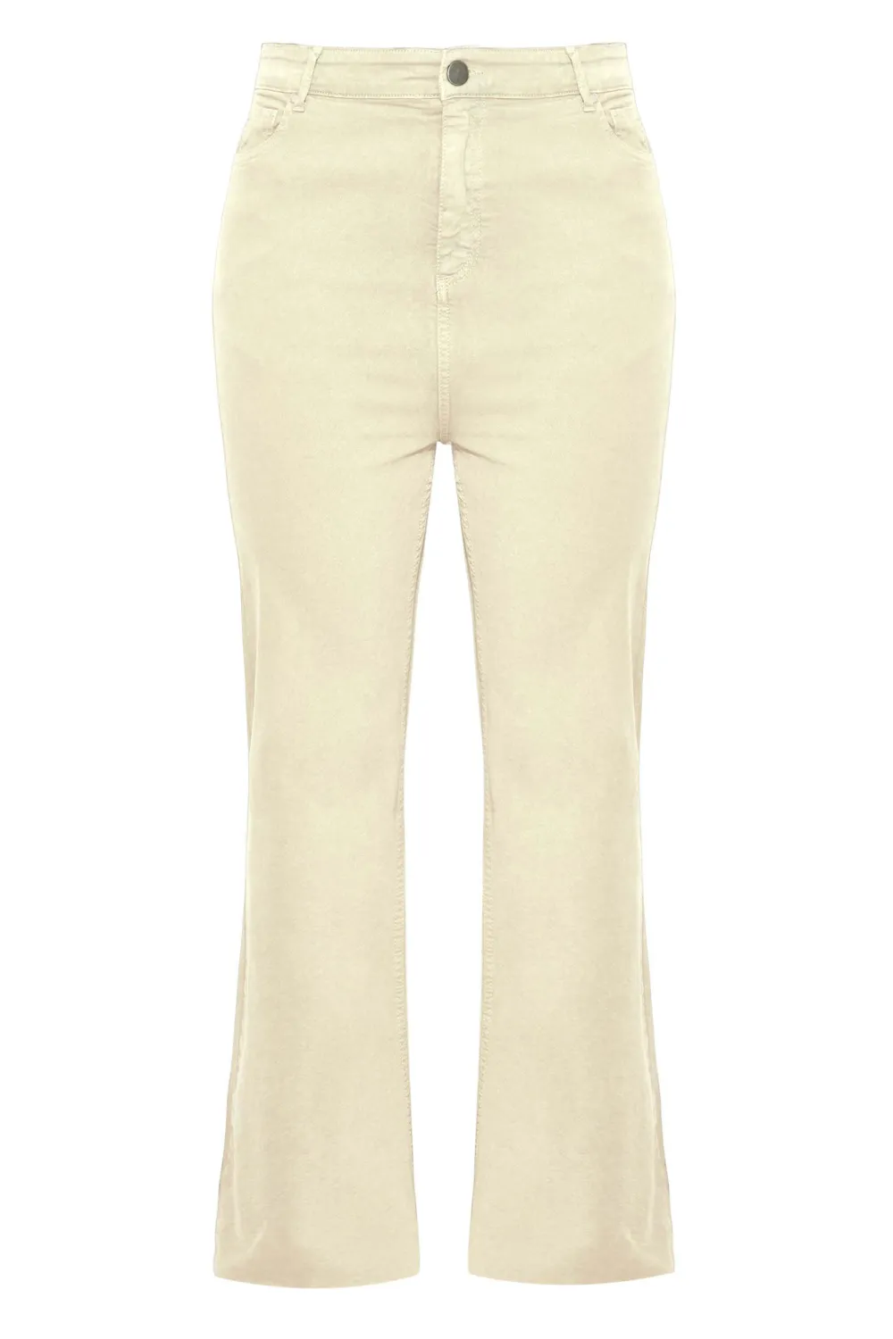 YOURS Curve Stone Brown Stretch Wide Leg Jeans