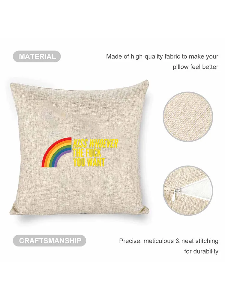 Linen Throw Pillow With Kiss Whoever The Fuck You Want Pillow