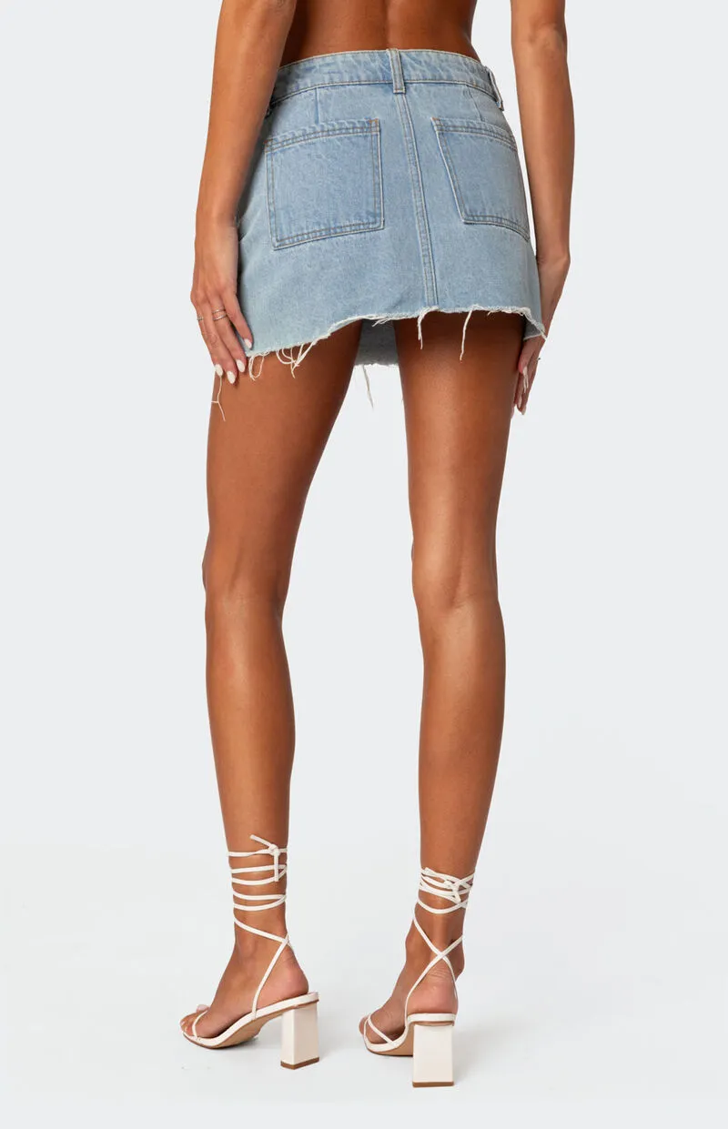 Edikted Jessie Low Rise Denim Skirt