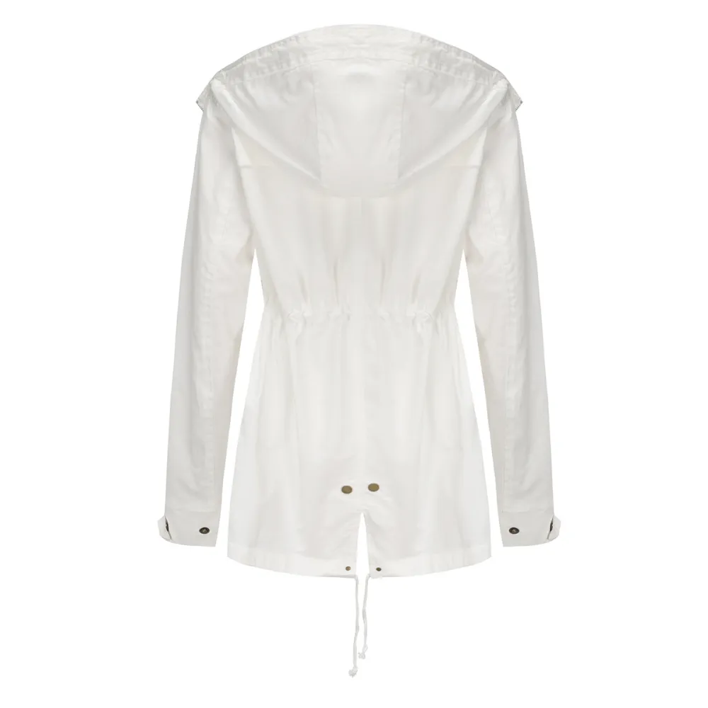 Adjustable waist hooded women jacket