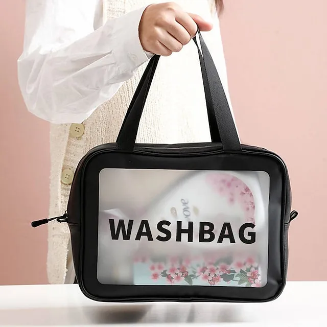 Clear Makeup Bag Waterproof Washing Cosmetic Bag With Zipper Handle Large Capacity Skin Care Products Travel Finishing Storage Bag
