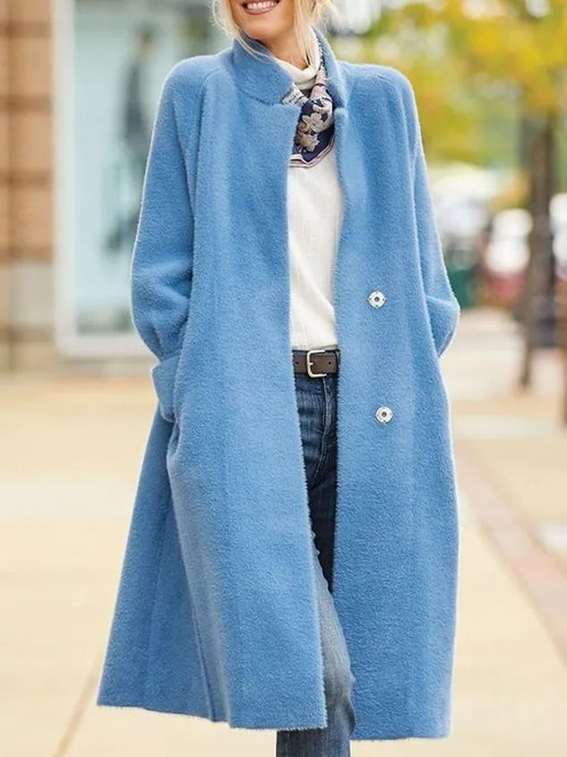 Loose Stand Collar Casual Teddy Jacket