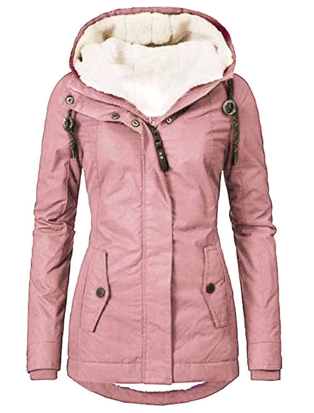 Women's waterproof parka fleece jacket