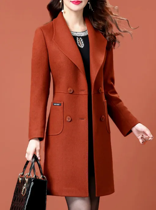 Lapel Solid Four Buttons Slim Coat