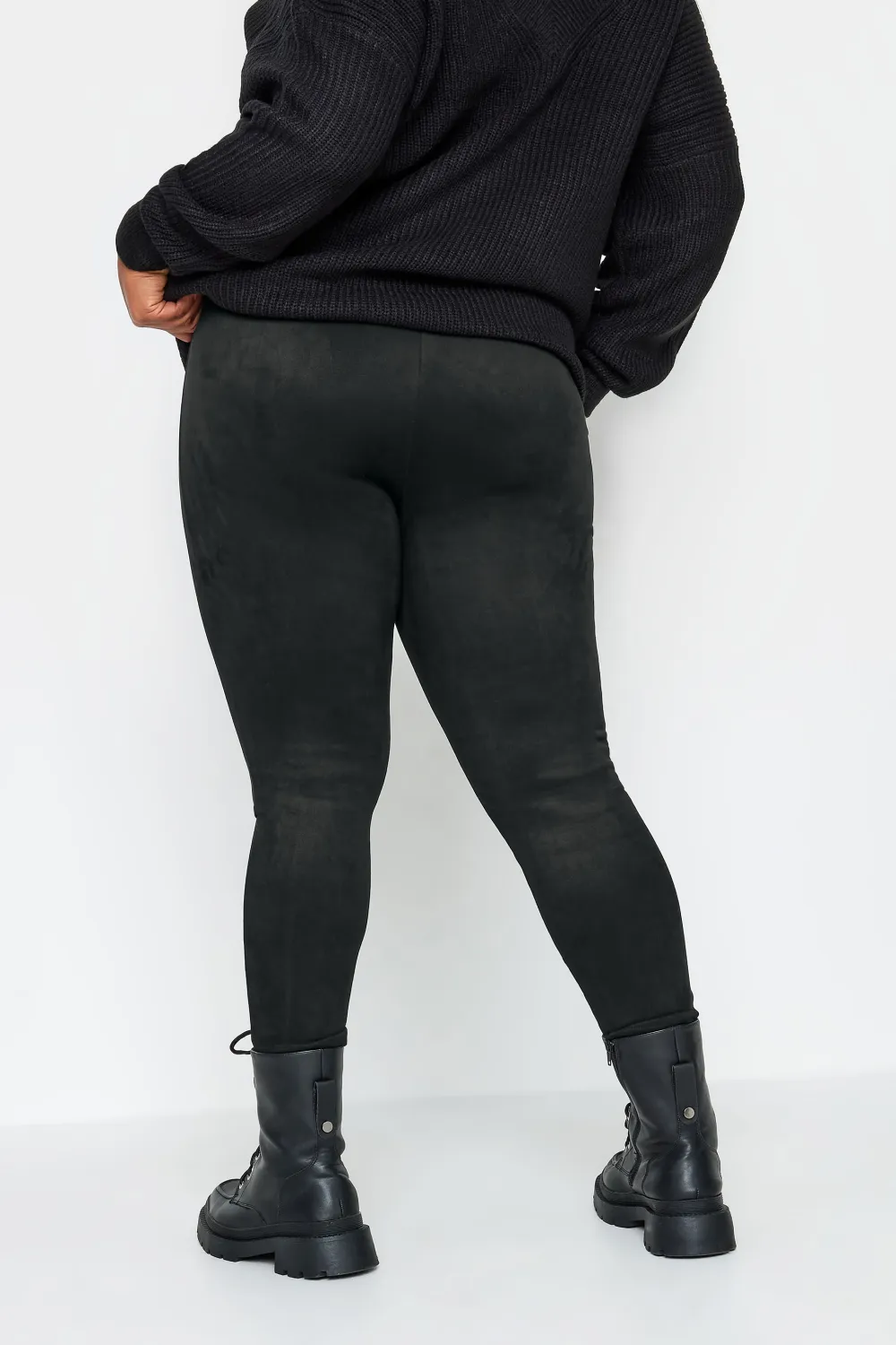 YOURS Curve Charcoal Grey Stretch Soft Touch Faux Suede High Waisted Leggings