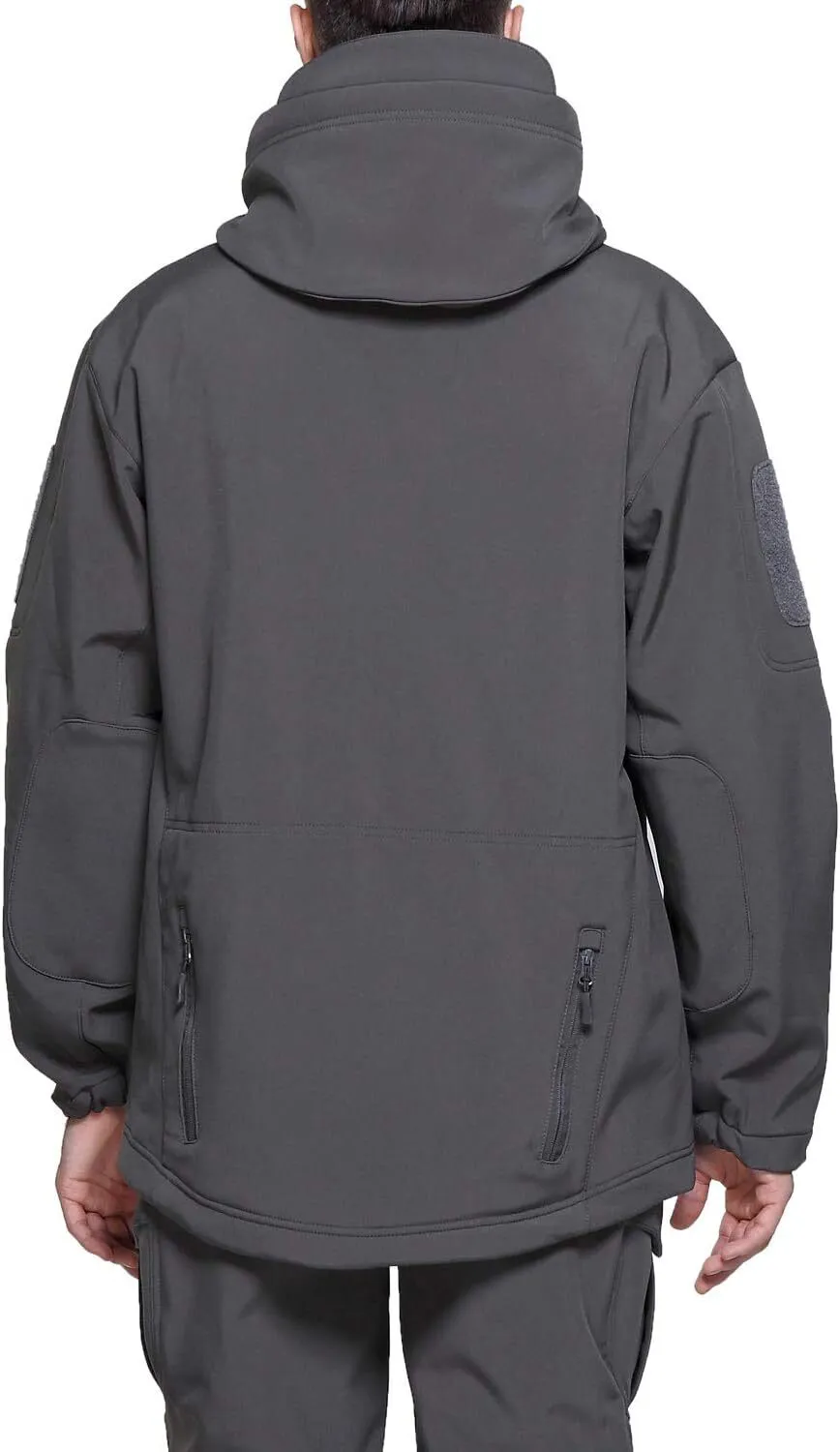 Men's Military Tactical Jackets Softshell Winter Warm Fleece Hooded Coat Outdoor Hiking Hunting Jacket