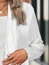 Loose Casual Shawl Collar Plain Kimono