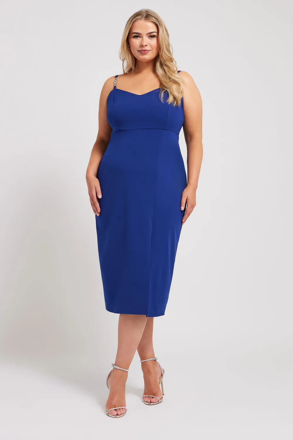 YOURS LONDON Curve Cobalt Blue Diamante Strap Midi Dress