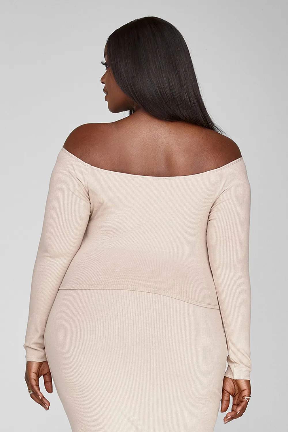 Off The Shoulder Rib Knit Top