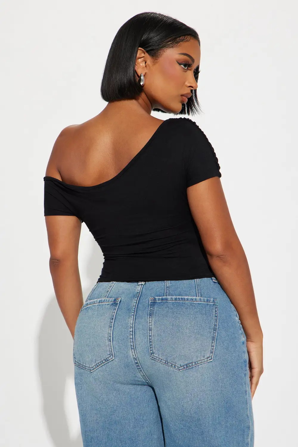 Oksana One Shoulder Top - Black